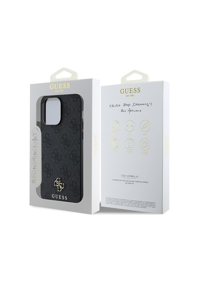 Apple Uyumlu iPhone 14 Pro Max Kılıf Guess Lisanslı Magsafe Şarj Özellikli Small 4g Classic Siyah