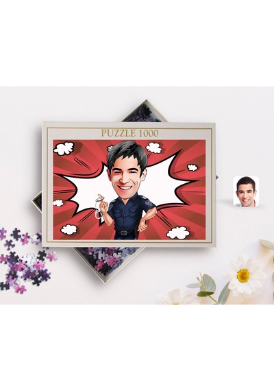 Kişiye Özel Erkek Polis Karikatürlü 1000 Parça Profesyonel Puzzle-2
