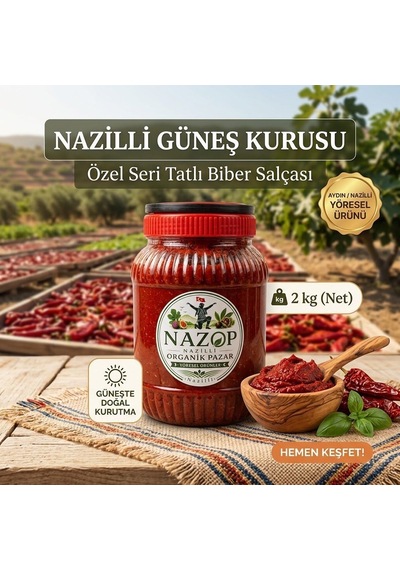Nazop Nazilli Güneş Kurutma Tatlı Biber Salçası 2 Kg