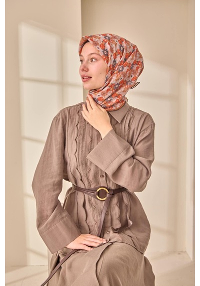 Silk Home Soft Eşarp 73092-10 Taba, Füme, Pudra, Turuncu
