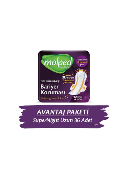 Molped Süper Night Hijyenik Ped Uzun Süper Ekonomik 36 Adet