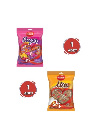 Kent Elegan Bayram Şekeri 375g & Misbon Sütlü Bayram Şekeri 375g - 2 Adet 6'li Paket
