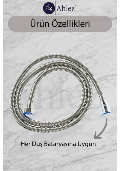 Lüks Görünümlü Örgülü Kromajlı Çift Kenetli Spiral Duş Hortumu
