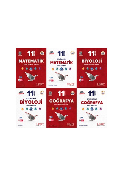 Limit 2027 11. Sınıf Matematik + Biyoloji + Coğrafya Konu Anlatım Föyleri + Soru Bankası Seti 6 Kitap Maarif Model