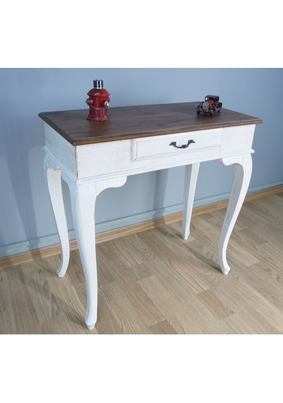 Masifart Ceviz Eskitme Tablalı Dresuar Beyaz 80 Cm Eskitme  Patina Ceviz
