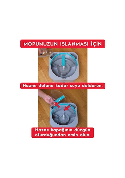 Smarter Aqua Master 4 Adet Mikrofiber Mop Temiz Kirli Suyu Ayırma Özelliği Otomatik Temizlik Seti Paspas