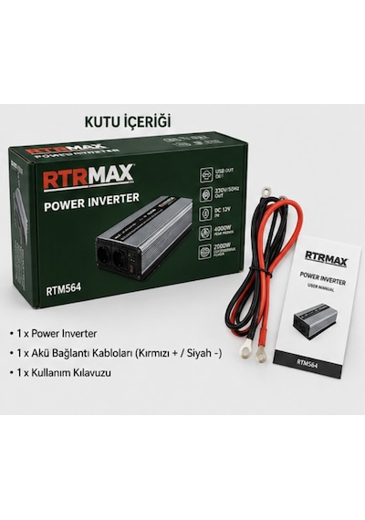 Rtrmax Rtm564 12v 2000w / 4000w Power Inverter Çevirici Usb Çıkışlı