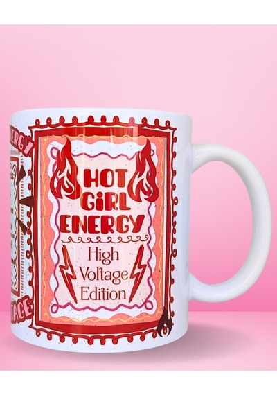Hot Girl Energy Drink Renkli Tasarım Motivasyon Kupası Çok Renkli