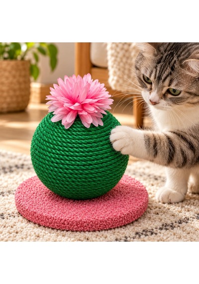Tr Dekoratif Kedi Tırmalama Oyuncağı, Halat Sarımlı Kaktüs Tasarım, Tabanlı Kedi Tırmalama Ve Oyun Ürünü Ye