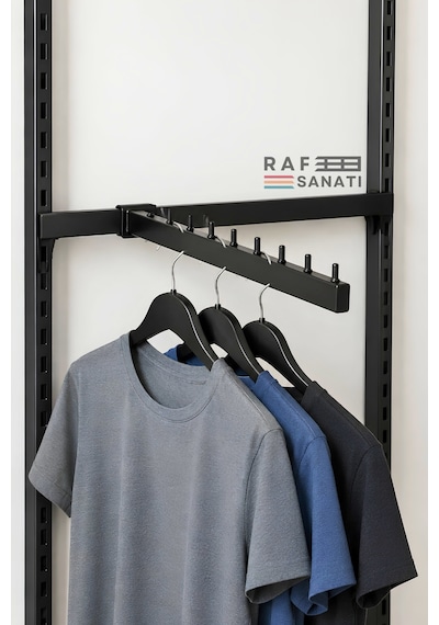 10 Adet - Pimli Baston Ab-1 Uyumu - 10x30 Profile Geçme - Pimli Baston Askılık 35 Cm Mağaza Raf Askılık Aparatı Siyah