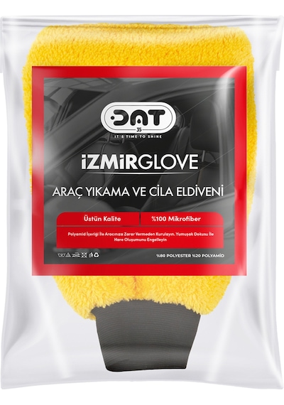 Dat35 İzmirglove Sarı Mikrofiber Oto Yıkama Ve Araç Pasta Cila Eldiveni