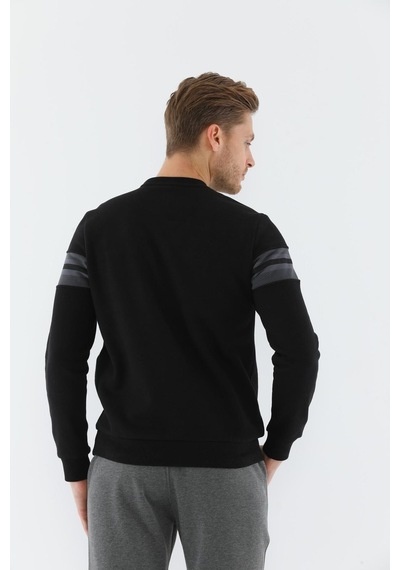 Maraton Sportswear Regular Erkek Bisiklet Yaka Uzun Kol Basic Siyah Sweatshirt 20198-siyah