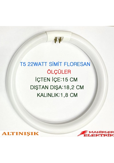 22W Simit Ampul T5 İnce Simit Ampul 22 Watt T5 Floresan