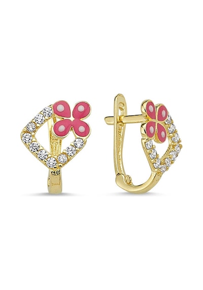 Sembolgold Altın Çocuk Küpesi Kelebe Tasarım Pembe Mineli Bbk-2487
