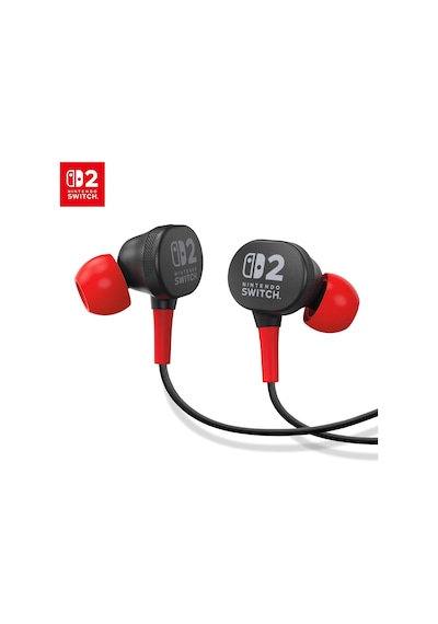 Wired Earbuds For Nintendo Switch 2- Black, Officially Licensed, 8 Mm Speaker Drivers, İn-ear Design, 3 Swappable Tips, Includes Drawstring Storage Bag