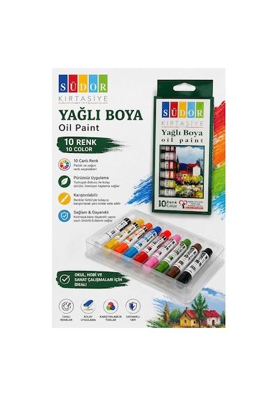 Yağlı Boya 10 Renk 9 Ml 1 Paket Südor Yağlı Boya Seti 10 Lu Ahşap Tuval Taş Ağaç Boyamalar İçin İdea Boyama Seti Çok Renkli