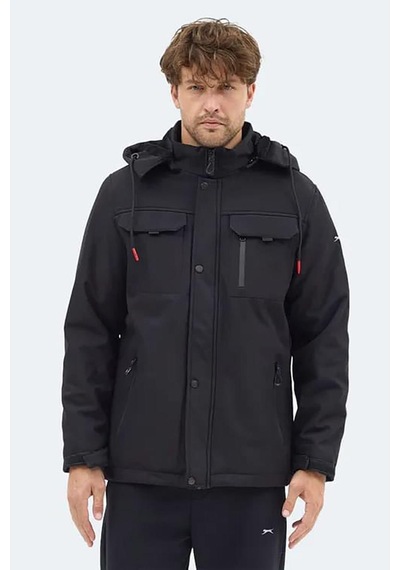 Slazenger Gleam Erkek Kapüşonlu Siyah Mont & Kaban