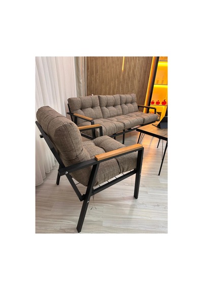 Houseart Balkon, Bahçe,teras,cafe - Salon - Metal Kanepe Koltuk Takımı - 3 1 1 Sehpa Cappuccino Houseart Balkon, Bahçe,teras,cafe - Salon - Metal Kanepe Koltuk Takımı - 3 1 1 Sehpa Cappuccino