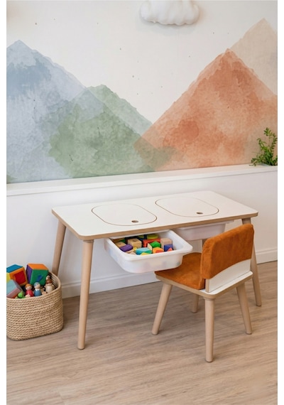 Montessori Çocuk Masası - Oyun Masası - Aktivite Masası - Çalışma Masası - Etkinlik Masası Beyaz Montessori Çocuk Masası - Oyun Masası - Aktivite Masası - Çalışma Masası - Etkinlik Masası Beyaz