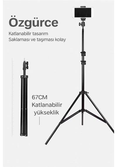 Smayling 2.1m Ayarlanabilir Tripod Telefon Standı 360 Dönebilen Başlık, Üstten Çekim & Dikey/yatay Kullanım, Katlanabilir Tasarım, Telefon Tutucu D Smayling 2.1m Ayarlanabilir Tripod Telefon Standı 360 Dönebilen Başlık, Üstten Çekim & Dikey/yatay Kullanım, Katlanabilir Tasarım, Telefon Tutucu D