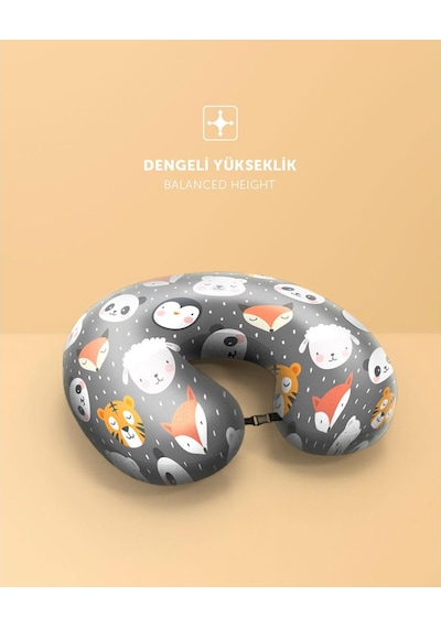 Pafu Hayvan Desenli Ortopedik Seyahat Boyun Yastığı