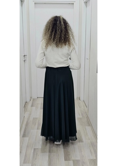 Lodmela Bel Lastikli Kloş Şifon Etek 6003-yeşil Yeşil