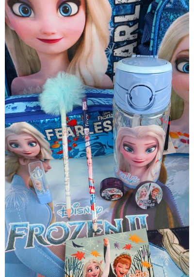 X Dekomus Lisanslı "fearless Collection" Elsa Frozen Okul Ve Kırtasiye Seti Okul,termoslu Beslenme Ve Kalem Çantası,matara,beslenme Kabı Altın