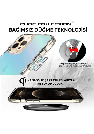 Bix iPhone Uyumlu 12 Pure Rainbow Renk Geçişli Şeffaf Kılıf Çizilmeye Dayanıklı Darbe Emici Parmak İzi Önleyici Mavi Bix iPhone Uyumlu 12 Pure Rainbow Renk Geçişli Şeffaf Kılıf Çizilmeye Dayanıklı Darbe Emici Parmak İzi Önleyici Mavi