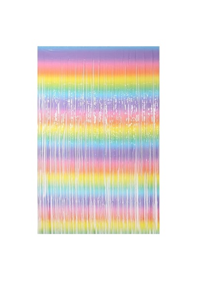 Metalize Arka Fon Kapı Perdesi Makaron Gökkuşağı 100x200 Cm Çok Renkli