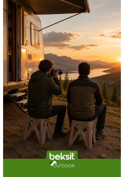 Outdoor Herkül M Katlanır Reflektörlü Tabure Kum Beji Bej Bej