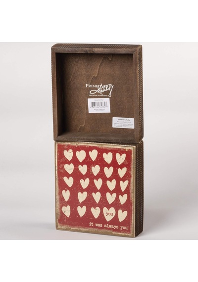 Lexroo 34732 Rustik Esinlenmiş Ahşap Kutu Tabelası, 15 X 15 Cm, It Was Always You Standart