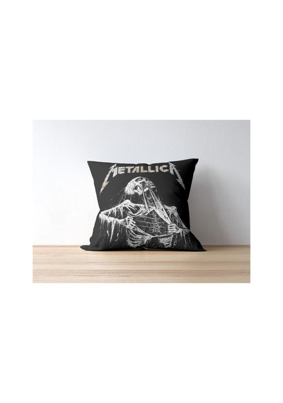 Metallica İskelet Desenli Kare Yastık Kılıfı Çok Renkli