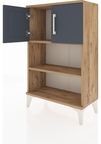 Arges Komodin 2 Raflı 2 Kapaklı 60x30x96 Çam-antrasit Çam