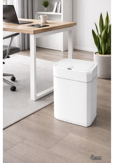 Porsima Me03 Hareket Sensörlü Sessiz Kapatma Çöp Kutusu Banyo Mutfak Çöp Kovası Kapaklı Banyo Çöp Kovası 22Lt