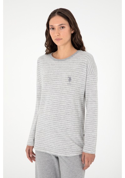 U.s. Polo Assn. Kadın Gri Melanj Pijama Takım 50302036-vr086 Gri Melanj