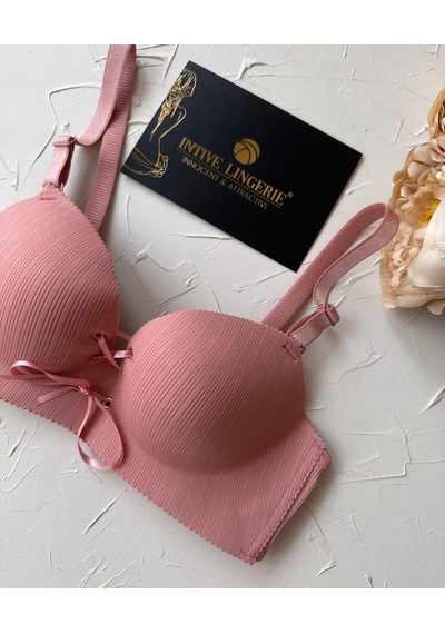 Jennifer Balensiz Push-up Destekli Lazer Kesim Dikişsiz Önden Bağ Gül Kurusu