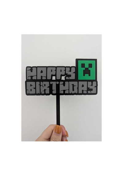 Piksel Oyun Temalı Doğum Günü Pasta Süsü Happy Birthday 2 Adet