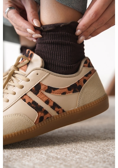 Daxtors Garantili Carina Günlük Ortopedik Kadın Sneaker Spor Ayakkabı Leopar