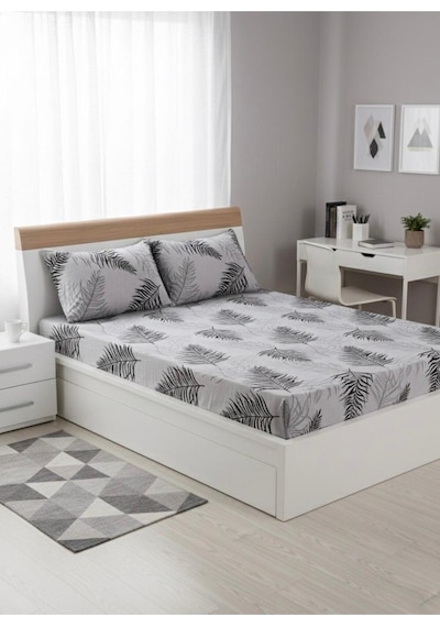 Üntaş Life Yeni Çift Kişilik Lastikli Çarşaf + Yastık Kılıfı Gri 2 Adet Gri