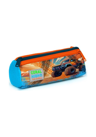 Coral High Kids Mavi Turuncu High Wheels Truck Desenli 3'lü Okul Çanta Seti Set0123778 - Erkek Çok Renkli