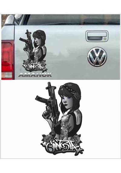 Mavi Gözlü Mafya Kız Sticker - Araba Oto Motosiklet Karavan Sticker - 00064 20x13 Cm