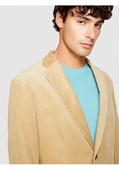 Sisley %100 Koton Slim Fit Kadife Ceket Erkek Bej Mont - 323a2sfrsw01b