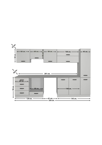 Decoraktiv Elite 325yq Ankastre Fırın Modüllü Mdf Hazır Mutfak Dolabı - Tezgah Dahil - Pera - Kumtaşı Çok Renkli