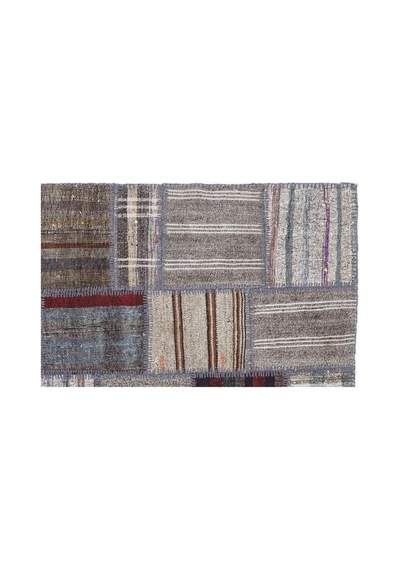 El Dokuması Patchwork Vintage Yün-pamuk Çizgili Halı 1327 160 X 230 Cm Çok Renkli