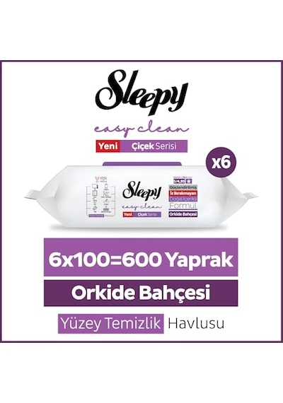 Easy Clean Orkide Bahçesi Yüzey Temizlik Havlusu Mendili 6x100 600 Yaprak Genel