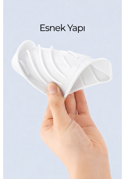 Beyaz Silikon Katı Sabunluk Vantuzlu Su Giderli Kaymaz Banyo Mutfak Organizeri 12 cm