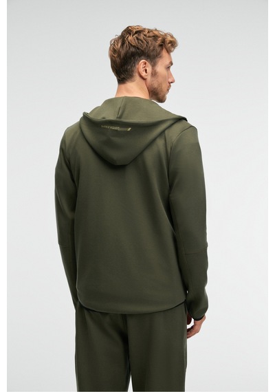 Grimelange AVENER Erkek Kapüşonlu Baskılı Fermuarlı Haki Sweatshirt
