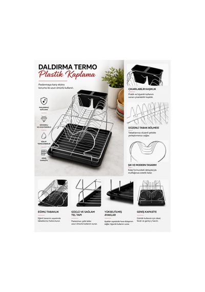 En Çok Tercih Edilen 2 Katlı Daldırma Termo Plastik Kaplama Bulaşıklık Paslanmaz & Kararma Yapmaz Ultra Geniş Kapasiteli Tabaklık,premium Mutfak Kurutmalık 45x35 Cm-krom-siyah Gümüş-krom En Çok Tercih Edilen 2 Katlı Daldırma Termo Plastik Kaplama Bulaşıklık Paslanmaz & Kararma Yapmaz Ultra Geniş Kapasiteli Tabaklık,premium Mutfak Kurutmalık 45x35 Cm-krom-siyah Gümüş-krom