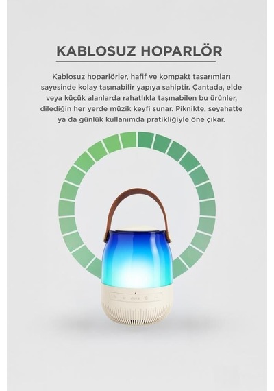 Premium Aydınlatma Müzik Sever Gece Lambası Bluetooth Hoparlör Led Işıklı Speaker D22