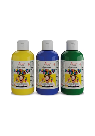 Mavi-yeşil-sarı Parmak Boyası 3'lü Set 3x250gr Yıkanabilir, Toksik İçermez, Çocuk Okul Kreş İçin